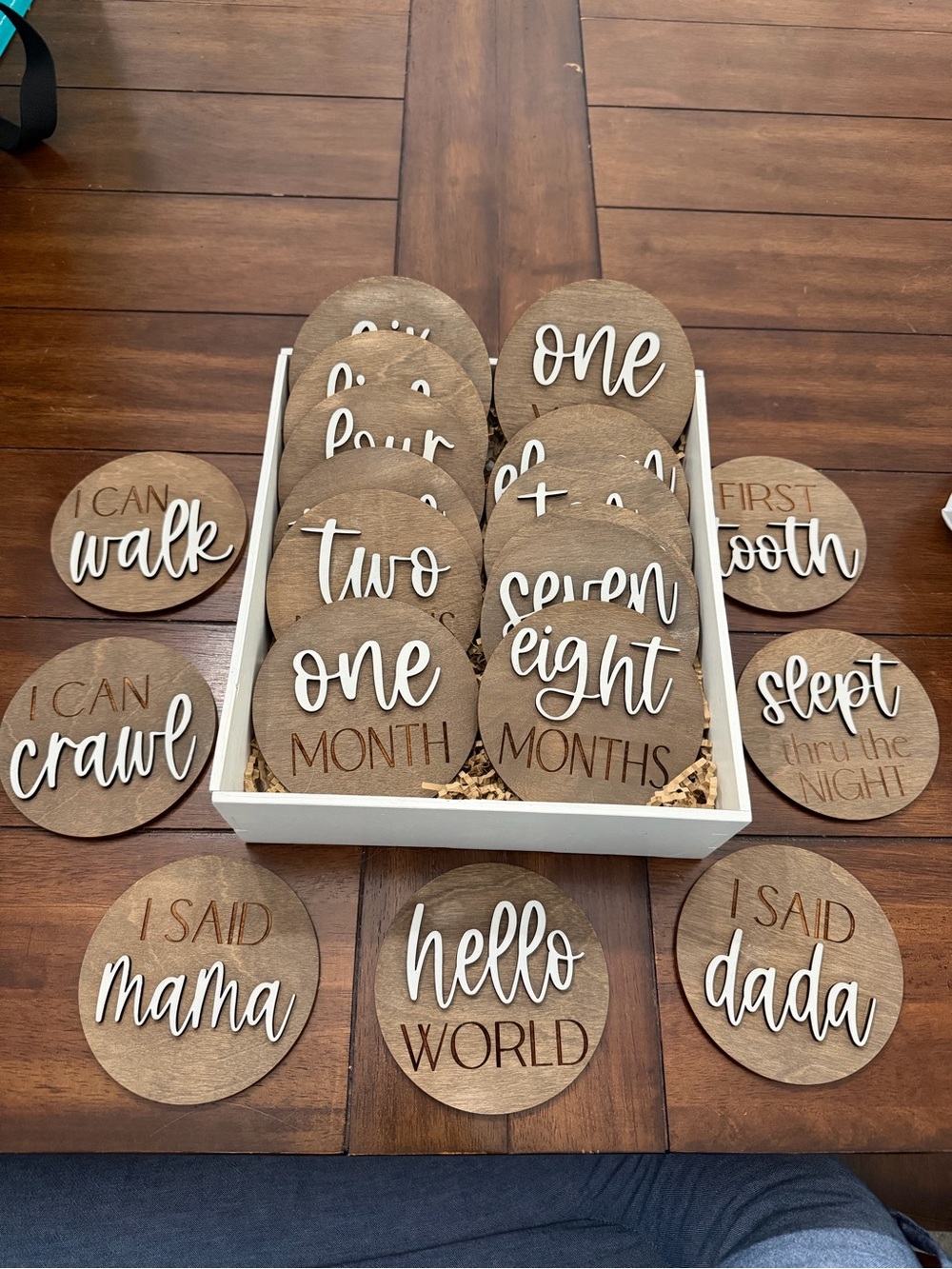 Rustic Brown Monthly Milestone Discs - Baby Photo Props